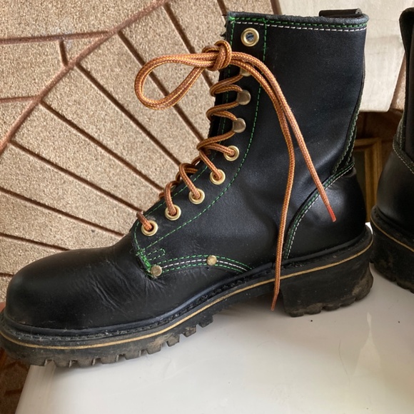 Vintage Honcho Black Leather Logger Boots Made in R.O.C. Mens 9.5 main image 10